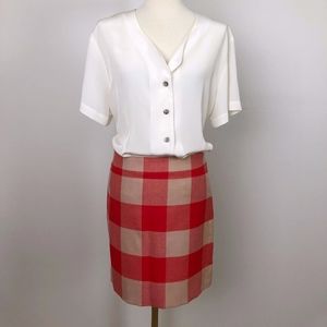 J.Crew Outlet Red and Tan Plaid Mini-Skirt